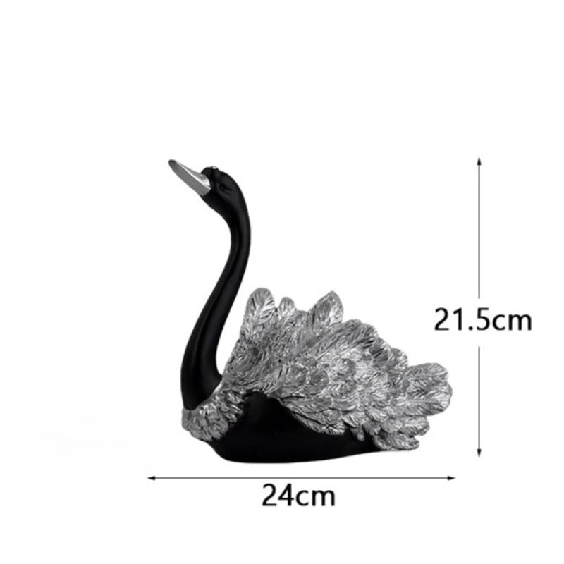 Black Swan Couple Resin Figurine | Elegant Home Décor Sculpture