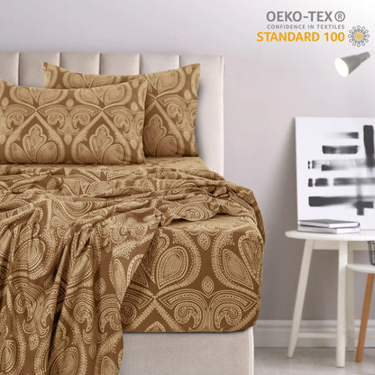 Lux Decor 4-Piece Paisley Bed Sheet Set – Soft Brushed Microfiber Sheets with 16" Deep Pockets – Wrinkle-Resistant Bedding