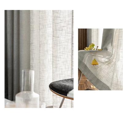Modern Linen Sheer Curtains | Semi-Sheer Voile Panels for Living Room & Bedroom