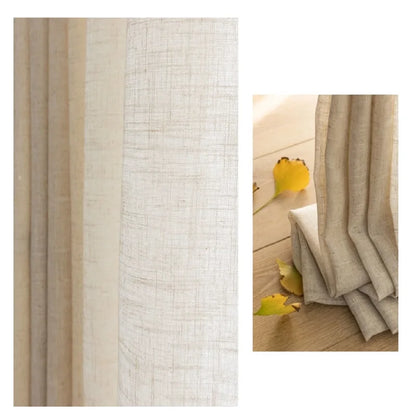 Modern Linen Sheer Curtains | Semi-Sheer Voile Panels for Living Room & Bedroom