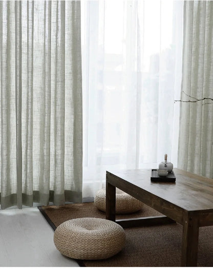 Modern Linen Sheer Curtains | Semi-Sheer Voile Panels for Living Room & Bedroom