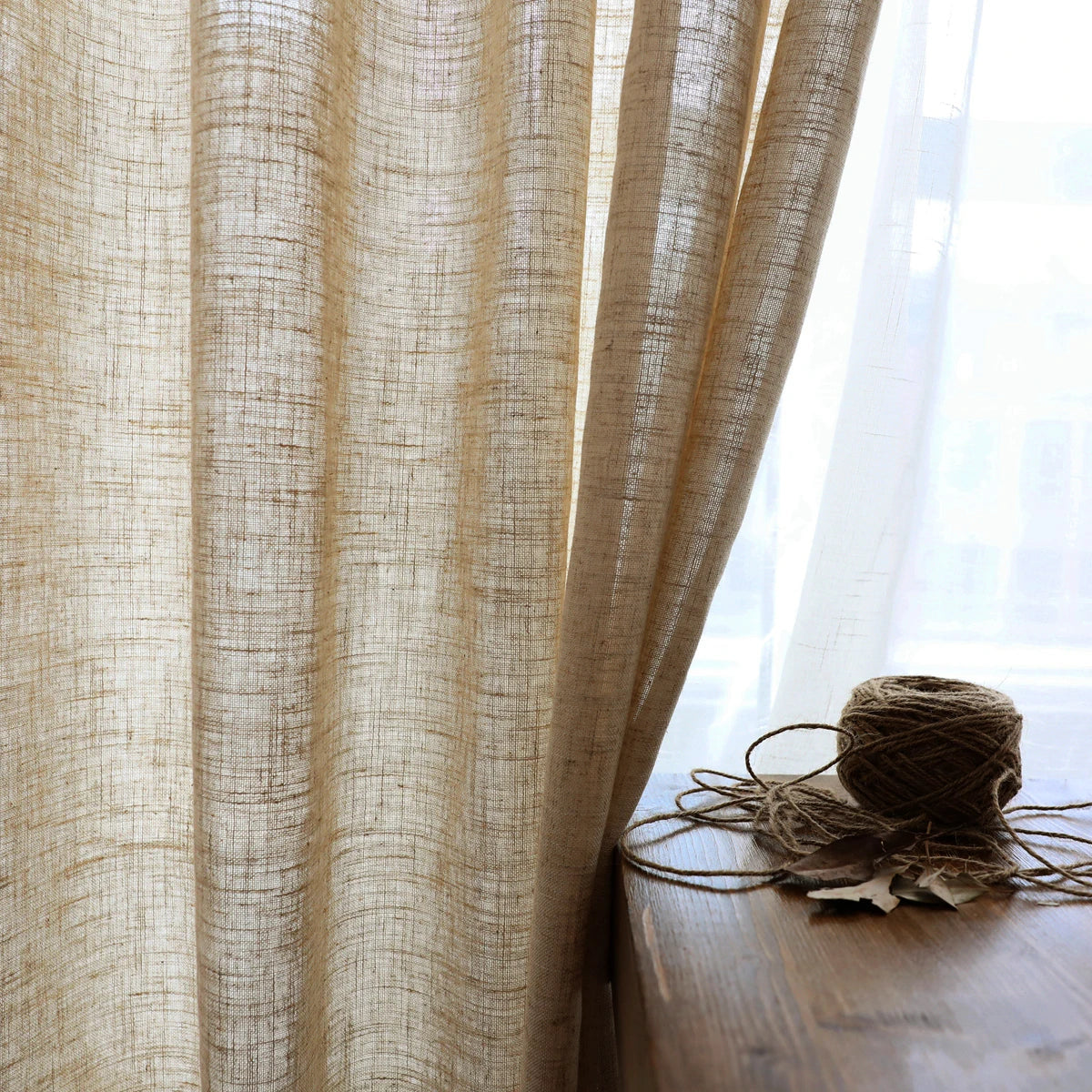 Modern Linen Sheer Curtains | Semi-Sheer Voile Panels for Living Room & Bedroom