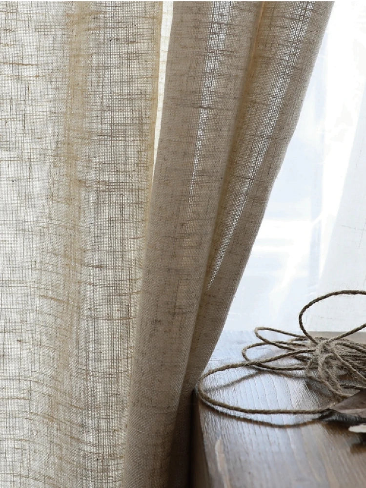 Modern Linen Sheer Curtains | Semi-Sheer Voile Panels for Living Room & Bedroom