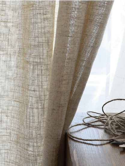 Modern Linen Sheer Curtains | Semi-Sheer Voile Panels for Living Room & Bedroom