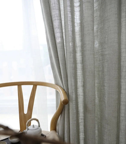 Modern Linen Sheer Curtains | Semi-Sheer Voile Panels for Living Room & Bedroom