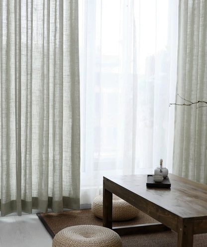 Modern Linen Sheer Curtains | Semi-Sheer Voile Panels for Living Room & Bedroom