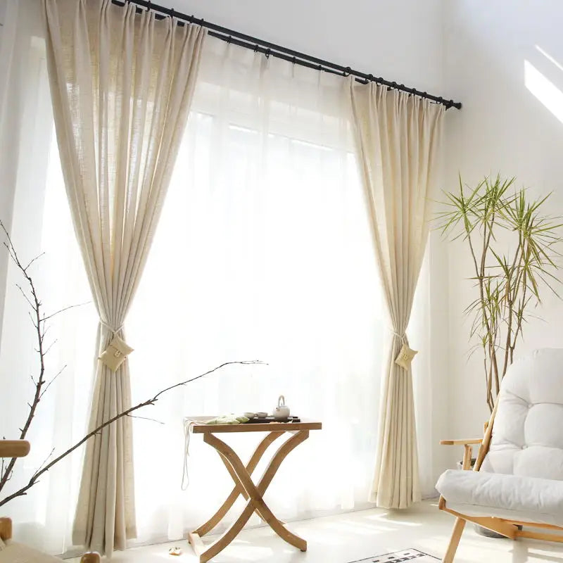 Modern Linen Sheer Curtains | Semi-Sheer Voile Panels for Living Room & Bedroom