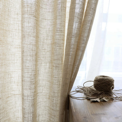 Modern Linen Sheer Curtains | Semi-Sheer Voile Panels for Living Room & Bedroom
