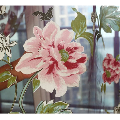 Peony Floral Tulle Sheer Curtains | Light-Filtering Panels for Any Room