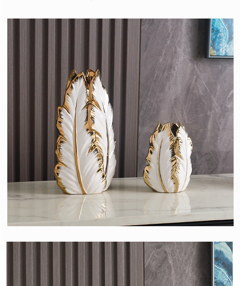 Nordic Gold-Painted Ceramic Vase | Luxury Home Decor