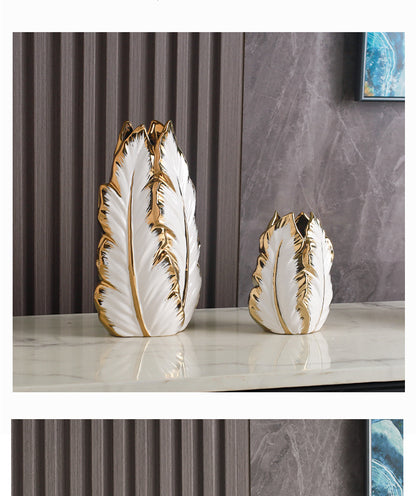 Nordic Gold-Painted Ceramic Vase | Luxury Home Decor