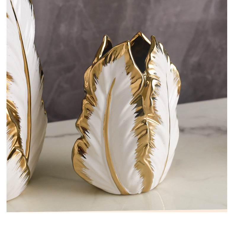 Nordic Gold-Painted Ceramic Vase | Luxury Home Decor