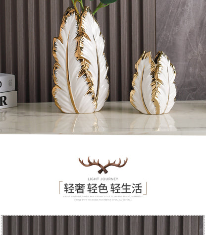 Nordic Gold-Painted Ceramic Vase | Luxury Home Decor