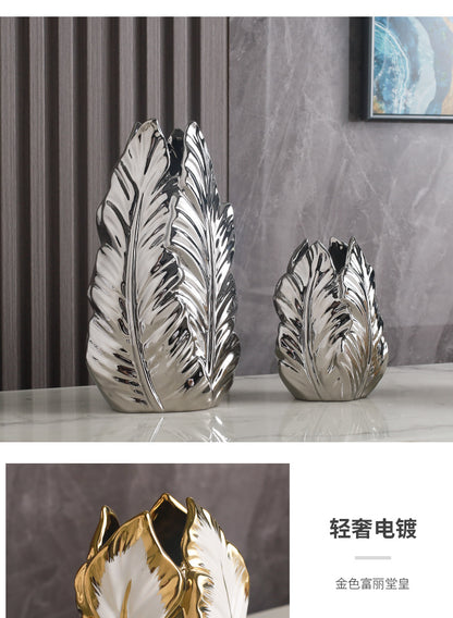 Nordic Gold-Painted Ceramic Vase | Luxury Home Decor