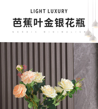 Nordic Gold-Painted Ceramic Vase | Luxury Home Decor