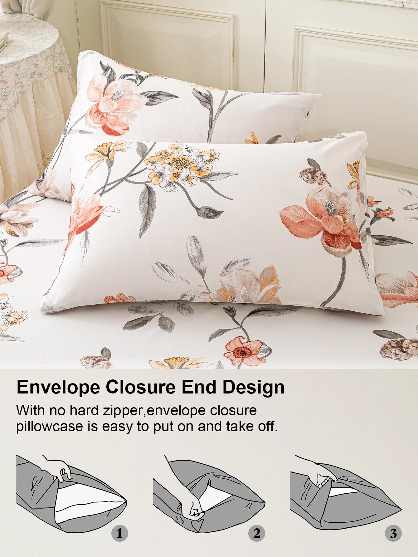 Leaf Floral Duvet Cover Set | 3-Piece Bedding Set