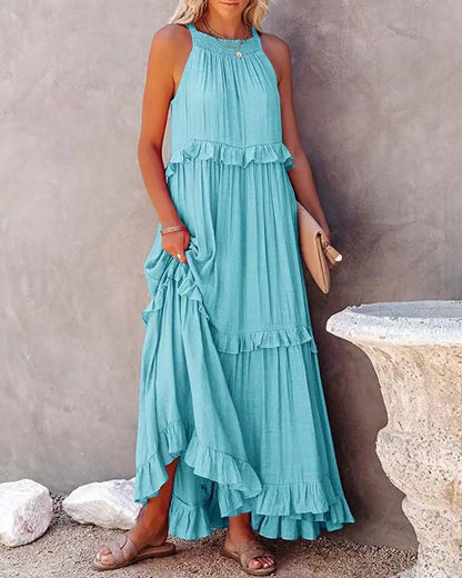 Casual Ruffles Long Sleeveless Sundress