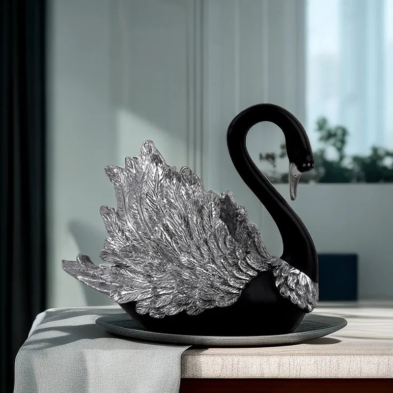 Black Swan Couple Resin Figurine | Elegant Home Décor Sculpture