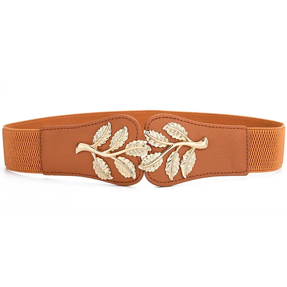 Gold Leaf Elastic Waist Closure With Double Hook Buckle