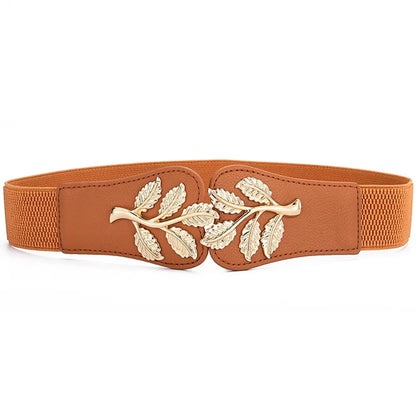Gold Leaf Elastic Waist Closure With Double Hook Buckle