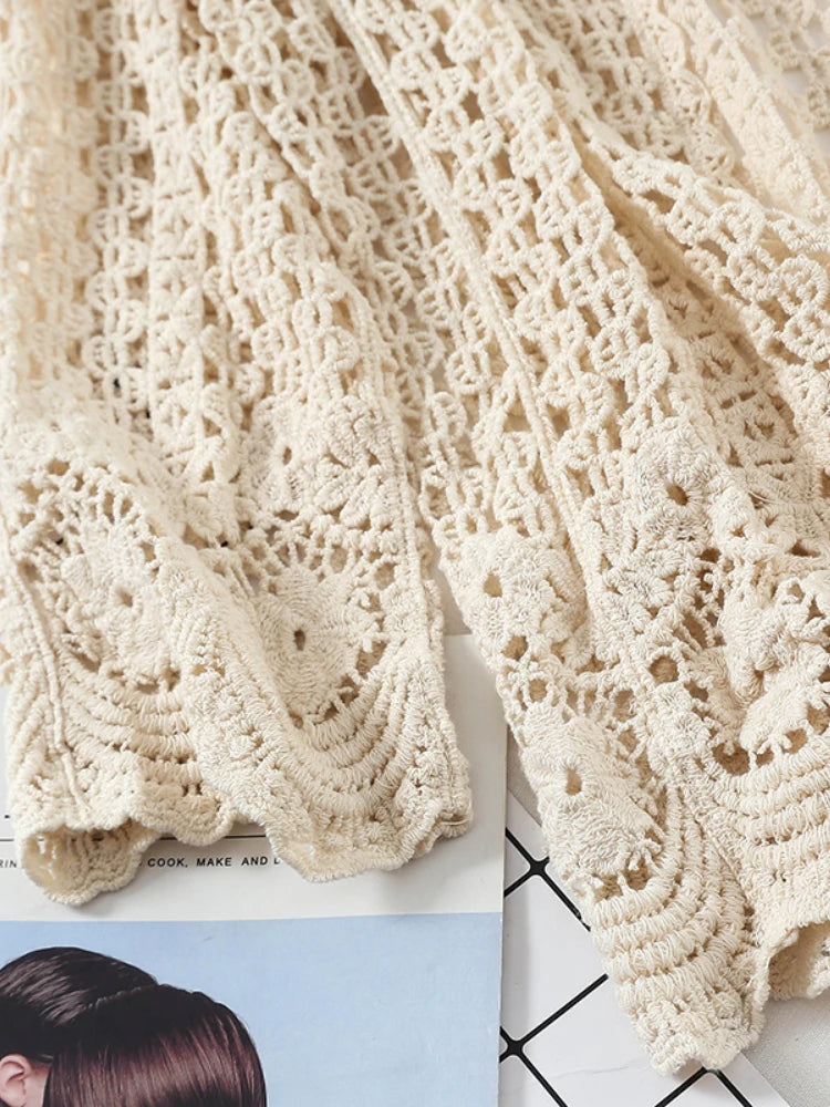 Open Lace Cardigan Crocheted Hollow Out Shrug