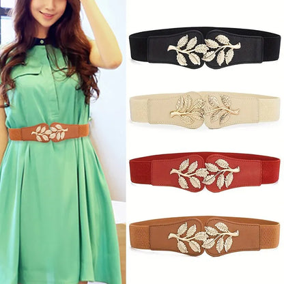 Gold Leaf Elastic Waist Closure With Double Hook Buckle