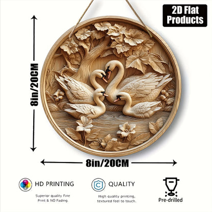 Round Wooden Swan Decorative Plaque | Wall Art for Home, Kitchen & Office