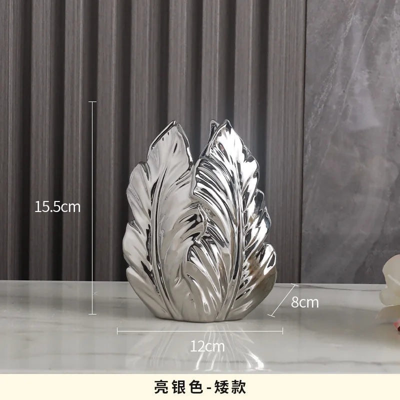 Nordic Gold-Painted Ceramic Vase | Luxury Home Decor