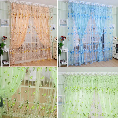 Peony Floral Tulle Sheer Curtains | Light-Filtering Panels for Any Room