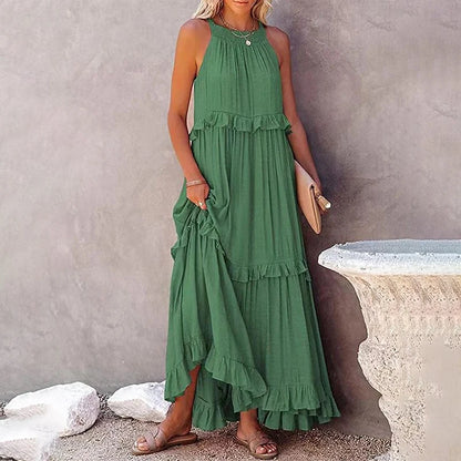 Casual Ruffles Long Sleeveless Sundress