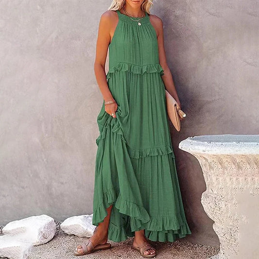 Casual Ruffles Long Sleeveless Sundress