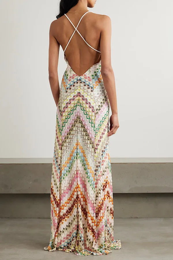 Boho Maxi Dress Sleeveless Long Skirt Deep V Neck
