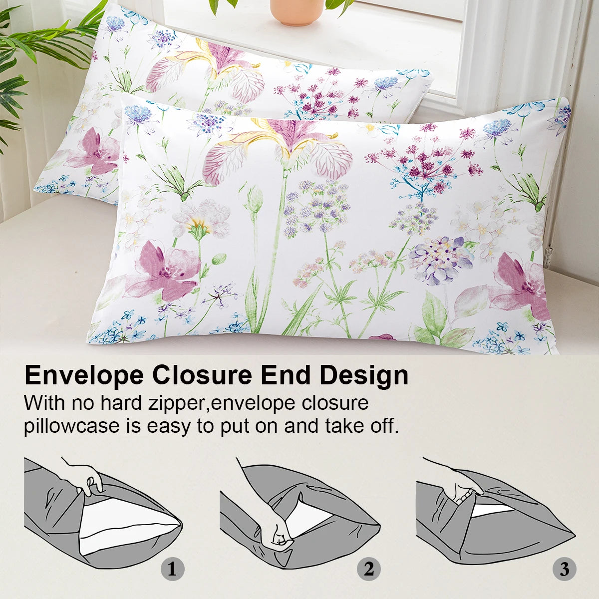 Flower Pattern Duvet Cover Set | 3-Piece Soft Bedding