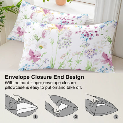 Flower Pattern Duvet Cover Set | 3-Piece Soft Bedding