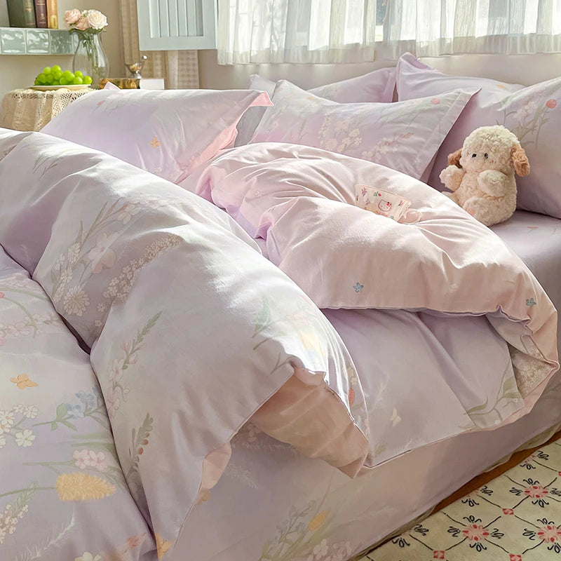 100% Cotton Floral Duvet Cover Set | Luxury 3-Piece Bedding