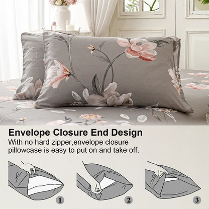 Leaf Floral Duvet Cover Set | 3-Piece Bedding Set