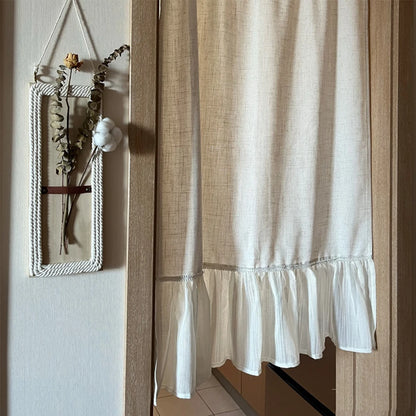 Boho Linen Lace Tassel Curtains | Rod Pocket Sheer Panels for Living Room, Bedroom & Kitchen