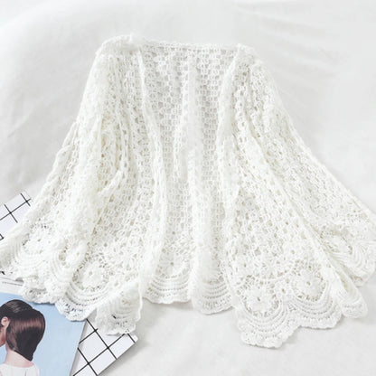 Open Lace Cardigan Crocheted Hollow Out Shrug