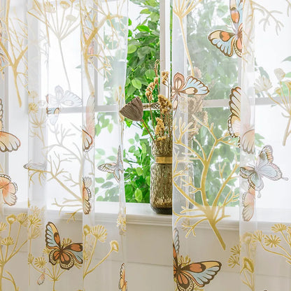 Peony Floral Tulle Sheer Curtains | Light-Filtering Panels for Any Room