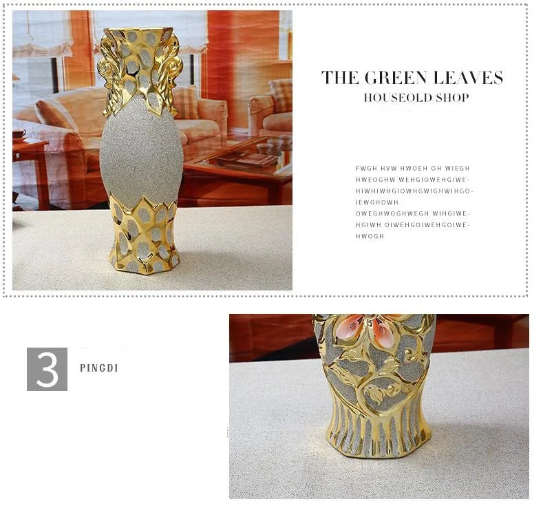 30cm Gold-Plated Ceramic Vase | European Luxury Decor