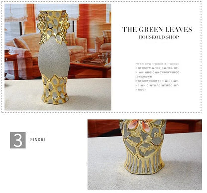 30cm Gold-Plated Ceramic Vase | European Luxury Decor