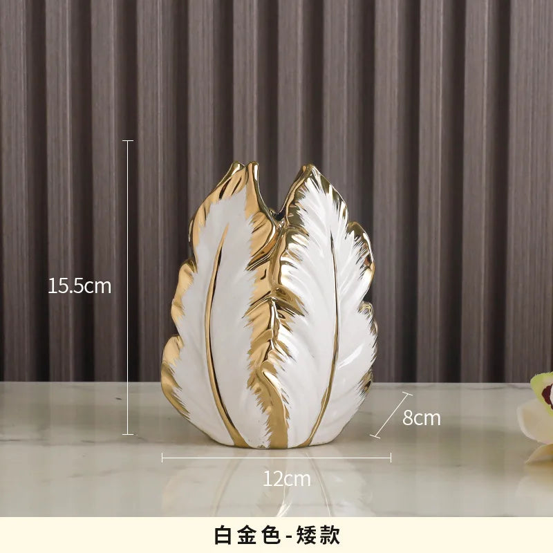 Nordic Gold-Painted Ceramic Vase | Luxury Home Decor