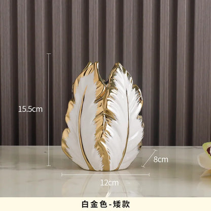 Nordic Gold-Painted Ceramic Vase | Luxury Home Decor