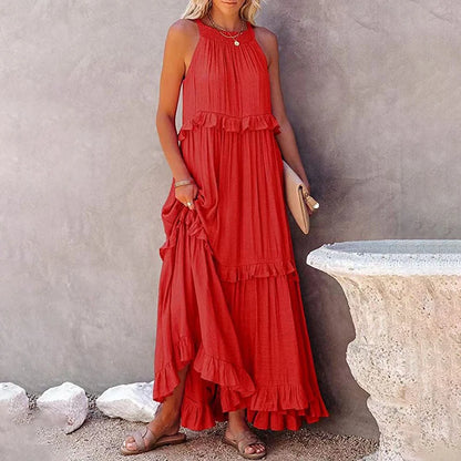 Casual Ruffles Long Sleeveless Sundress