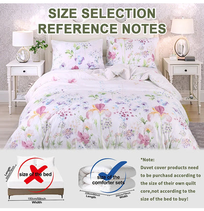 Flower Pattern Duvet Cover Set | 3-Piece Soft Bedding