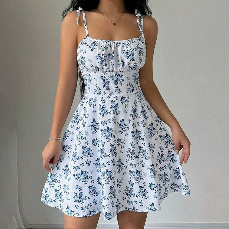 Floral Spaghetti Strap Mini Sundress | A-Line Beach Dress for Women
