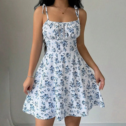 Floral Spaghetti Strap Mini Sundress | A-Line Beach Dress for Women