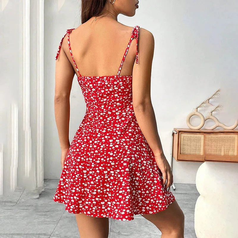 Floral Spaghetti Strap Mini Sundress | A-Line Beach Dress for Women