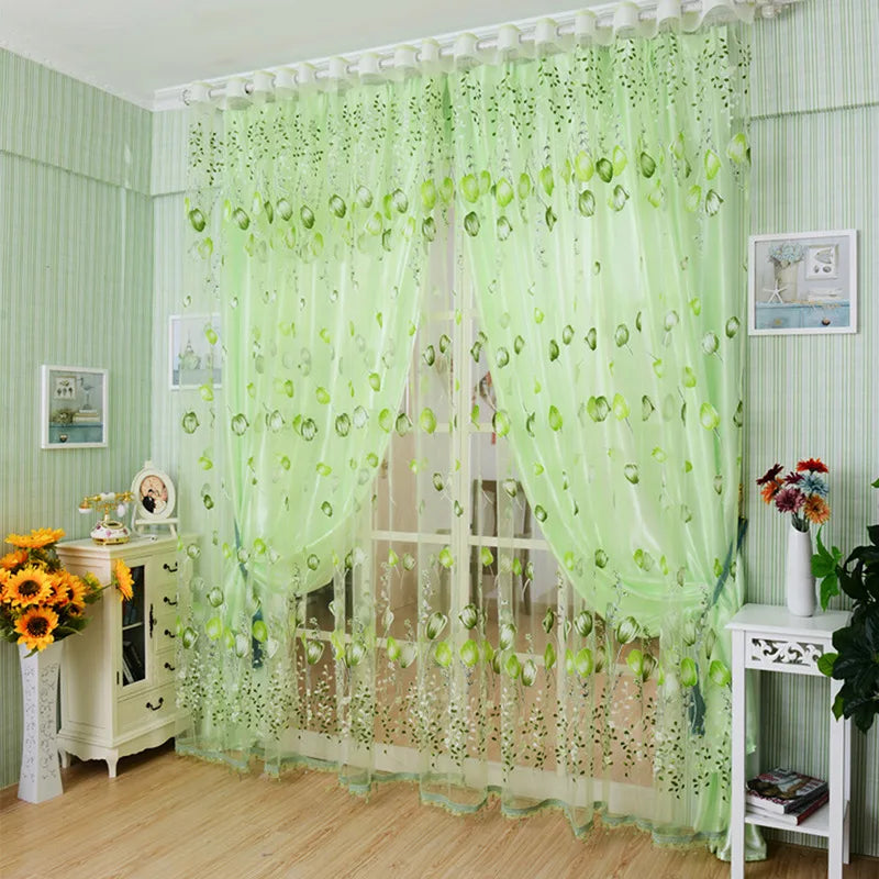 Peony Floral Tulle Sheer Curtains | Light-Filtering Panels for Any Room