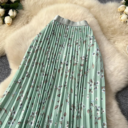 Floral A-Line Pleated Skirt | High Waist Summer Style